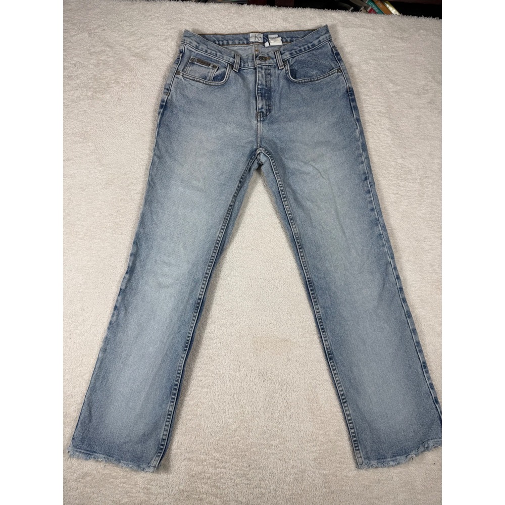 Calvin Klein Jeans Womens 28 Light Blue Good Raw Hem Straight Leg Vintage 90s